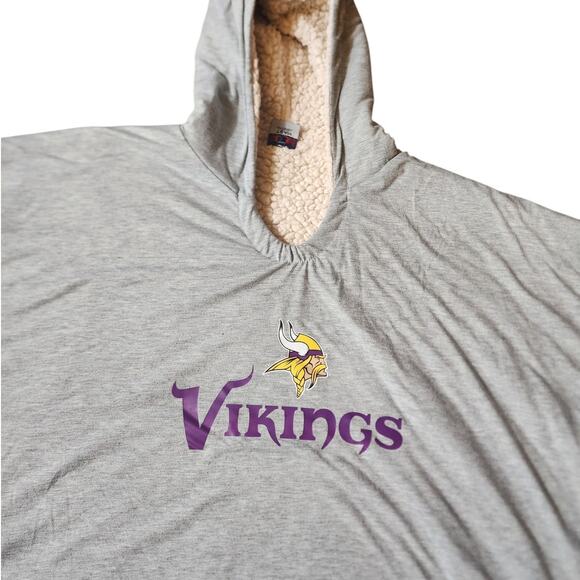 NFL Minnesota Viking Oversized Sherpa Lined Hoodie Blanket Adult Sweatshirt Cozy - Picture 1 of 15